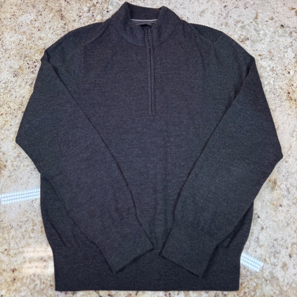Banana Republic Mens Charcoal Grey 60% Merino Wool Quarter Zip Sweater Small